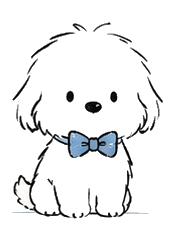 Cushion, illustrated with a blue bow tie
